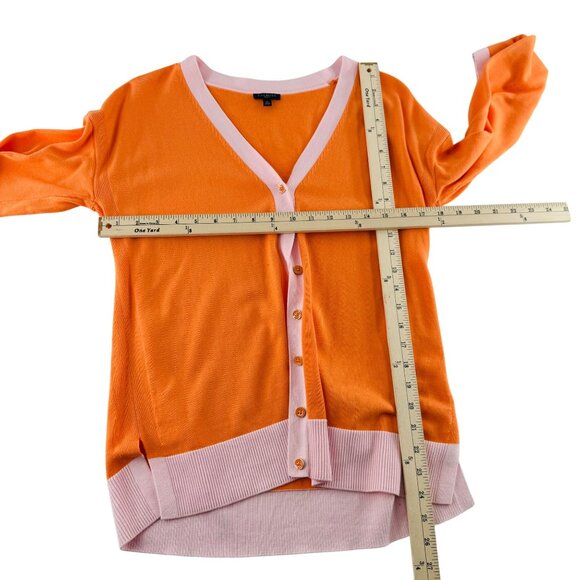 Talbots Petite Mp Orange & Pink V-Neck Cardigan Sweater - Picture 4 of 5